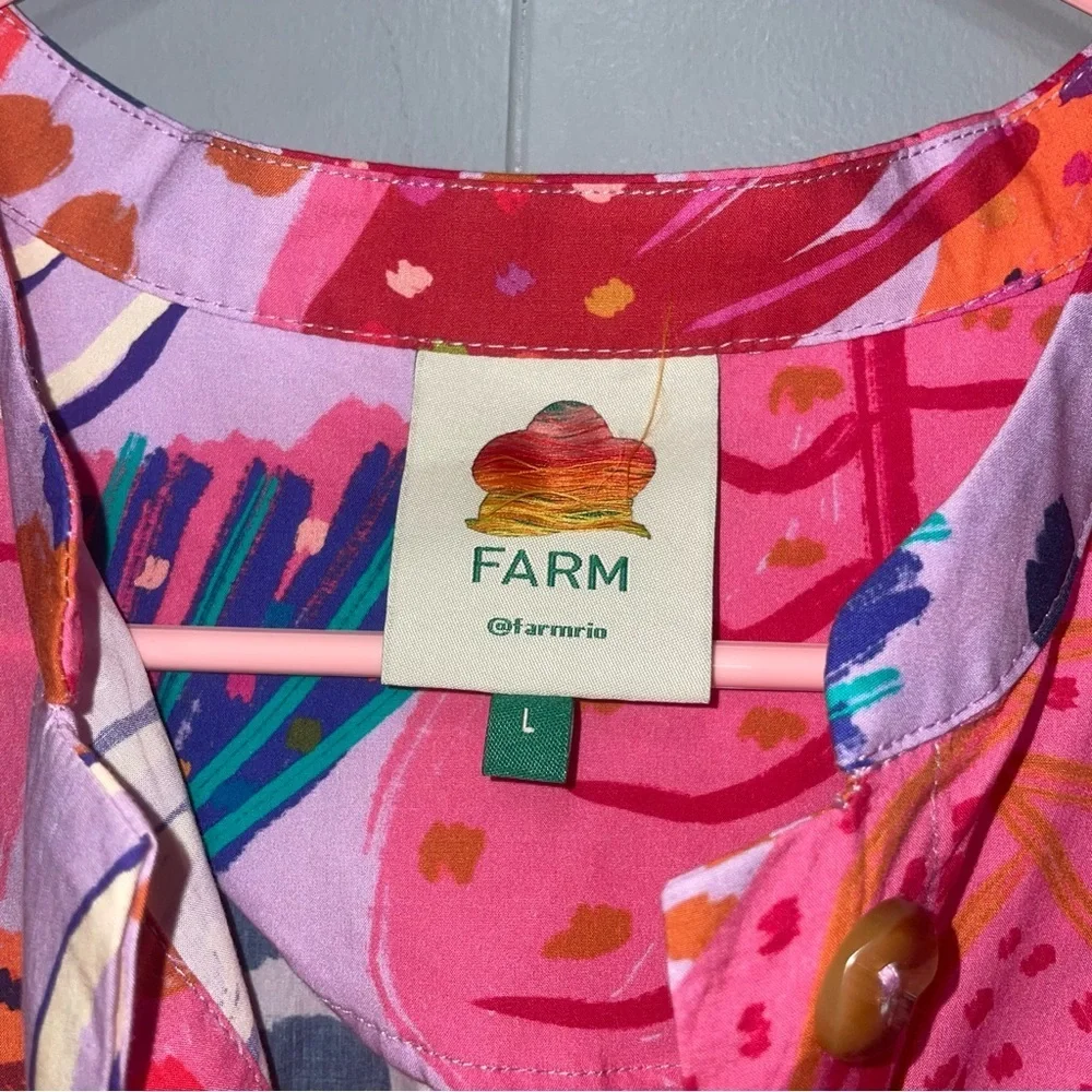 FARM RIO Botanical Print Belted Mid Dress Large - Picture 3 of 8